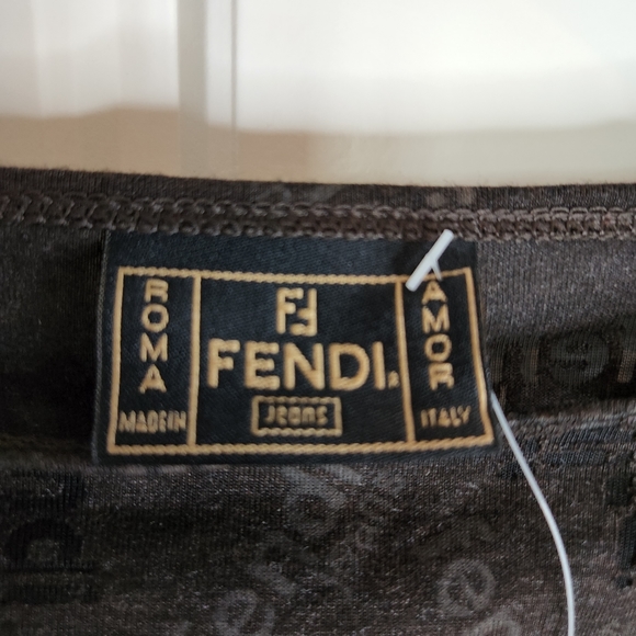 FENDI Vtg Y2K 2001 Brown tissue SHEER LOGO top blouse see through size XS SMALL - Picture 4 of 8
